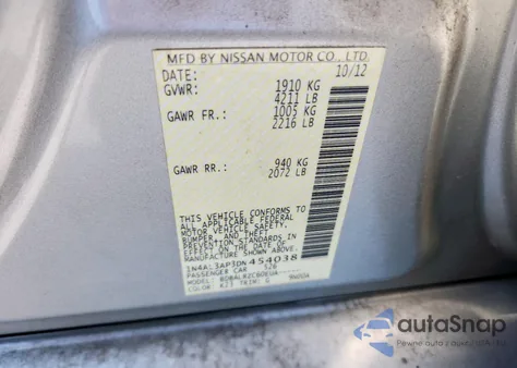 2013 Nissan Altima 2.5 from USA, damaged, VIN 1N4AL3AP3DN454038